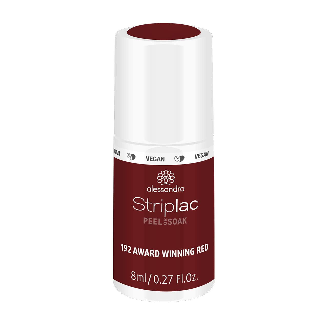 Oja UV alessandro Striplac Elegant Ruby – Delicată și de lungă durată – Îndepărtare ușoară datorită tehnologiei de îndepărtare peel-off – Vegană și cruelty-free – 8 ml