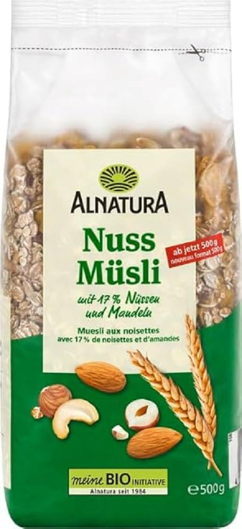 Bio Nuss Müsli Mit 17% Nüssen & Mandeln, 0,5 Kg Cereale Naty Shop Default Title
