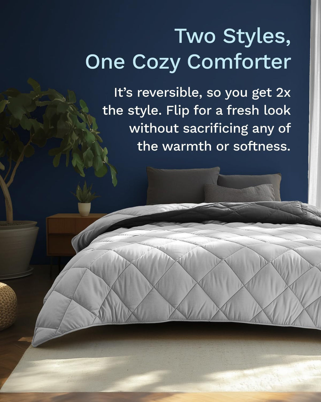 All Seasons Twin/Twin XL în jos plapumă alternativă reversibilă - respirabil, extra lung, de înaltă calitate, microfibră moale - plapumă gri acoperire inserție Plapumi si pilote Naty Shop