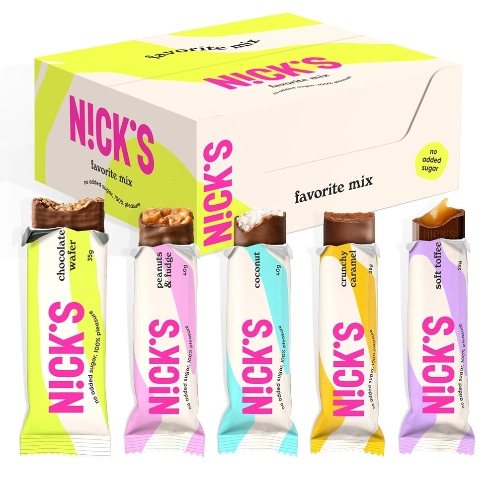 NICKS Batoane Keto cu Nucă de Cocos, Gustări cu Ciocolată și Nucă de Cocos, 175 calorii, 2 carbohidrați neți, fără zahăr adăugat, fără gluten, dulciuri cu conținut scăzut de carbohidrați (15 x 40 g)