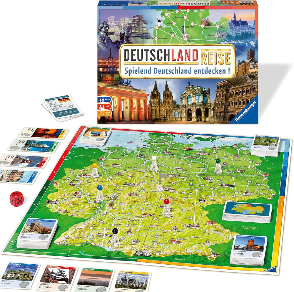 Ravensburger Familienspiel 26492 – Deutschlandtour – Familienklassiker, ab 8 Jahren – Gesellschaftsspiel, Deutschlandreise, Brettspiel für bis zu 6 Spieler, ab 8 Jahren