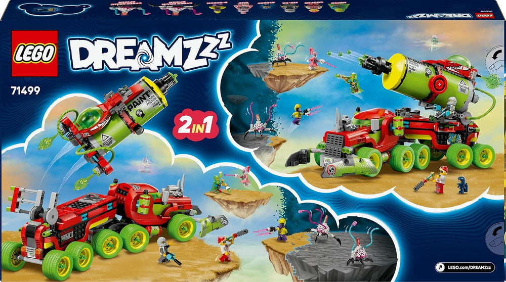 LEGO DREAMZzz Mateos Sprühdosen-Truck - Spielzeug mit 2 Baumodi, modularen Boostern und 5 Minifiguren, darunter Cooper und Mr. Oz - Geburtstagsgeschenk für Mädchen und Jungen ab 9 Jahren - 71499