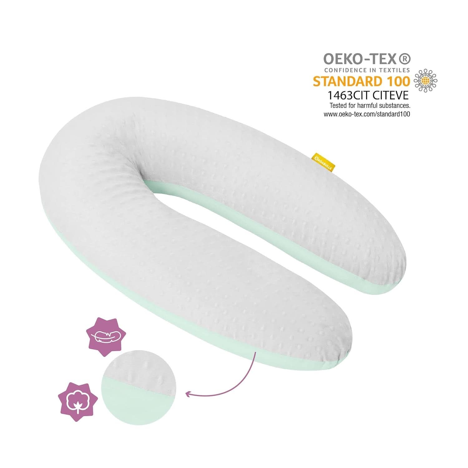 Badabulle Pernă de alăptare și pernă de sarcină pufoasă, 150 cm, include husă, formă ergonomică Accesorii Hrana si Alaptare Bebe Naty Shop