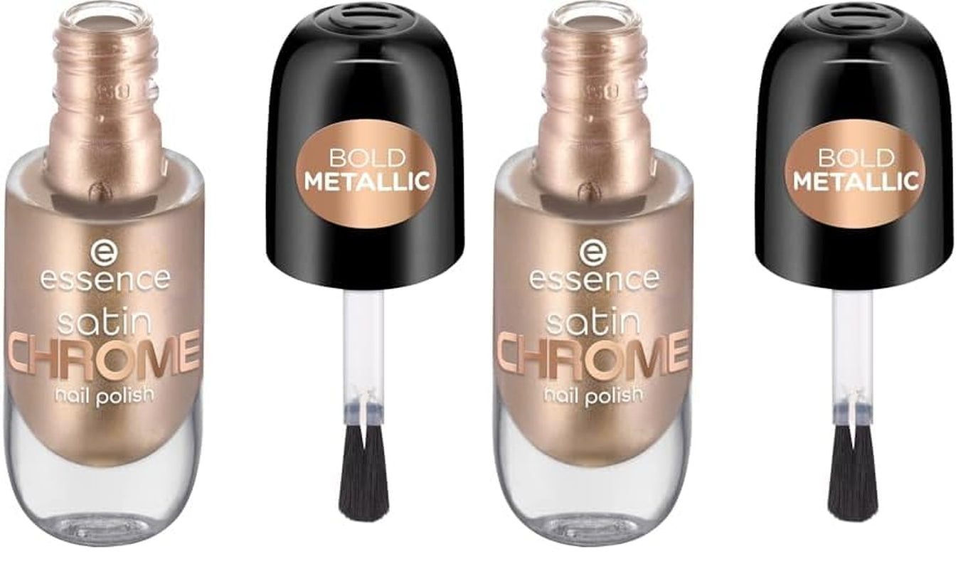 Oja Essence Satin CHROME, nr. 02, roz, acoperire completă, rezultate expres, pigmentată intens, metalică, vegană, fără particule de microplastic, fără parfum, fără parabeni, 1 pachet (8ml)