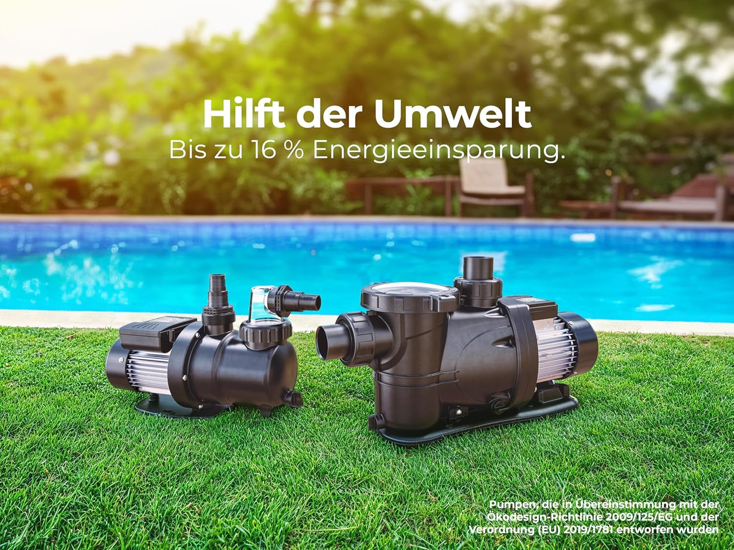 Gre PP077H - Pompă pentru piscină, 550 W, 17 m³/h, până la 65 m³, rezervor de nisip Ø 500 mm, conformă cu Directiva Europeană de Ecodesign