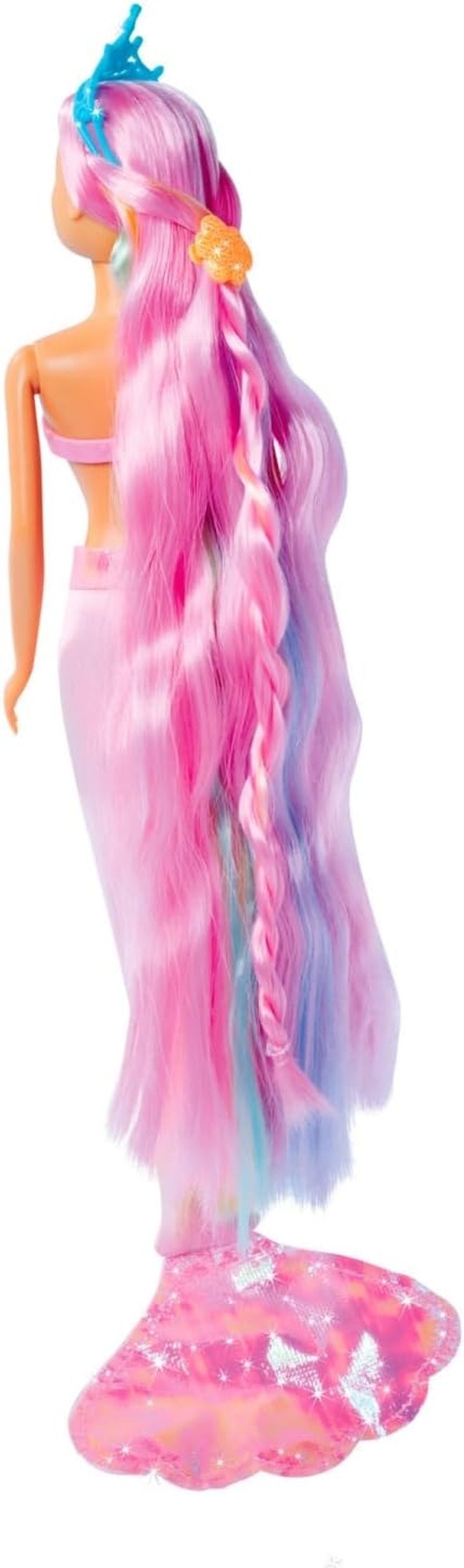 Simba 105733610 - Steffi Love Sirena Curcubeu, păpușă de modă sub formă de sirenă curcubeu cu păr colorat, agrafe de păr, pieptene și aripioară detașabilă, păpușă de joacă 29 cm, de la 3 ani