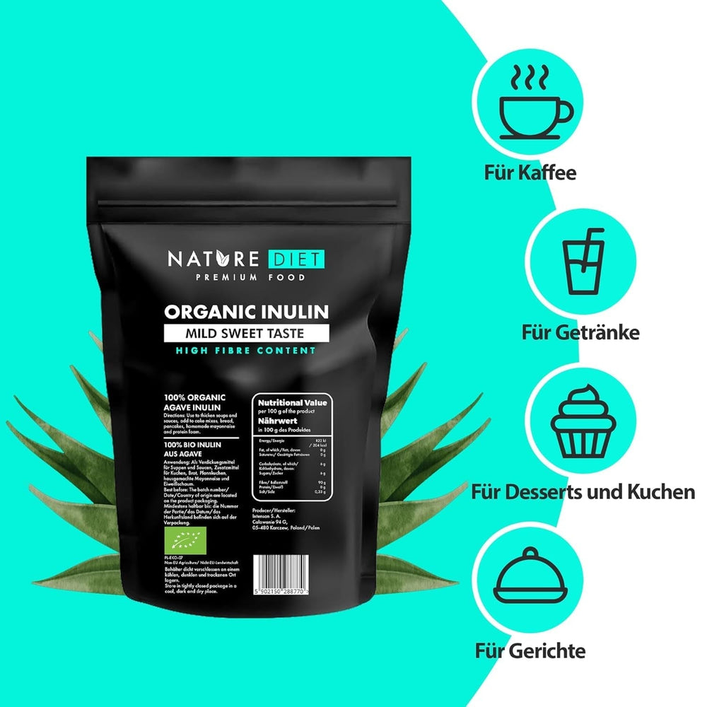 Nature Diet - Bio-Inulin 1 kg | Aus Agave | Natürliches Präbiotikum Süßstoffe Naty Shop