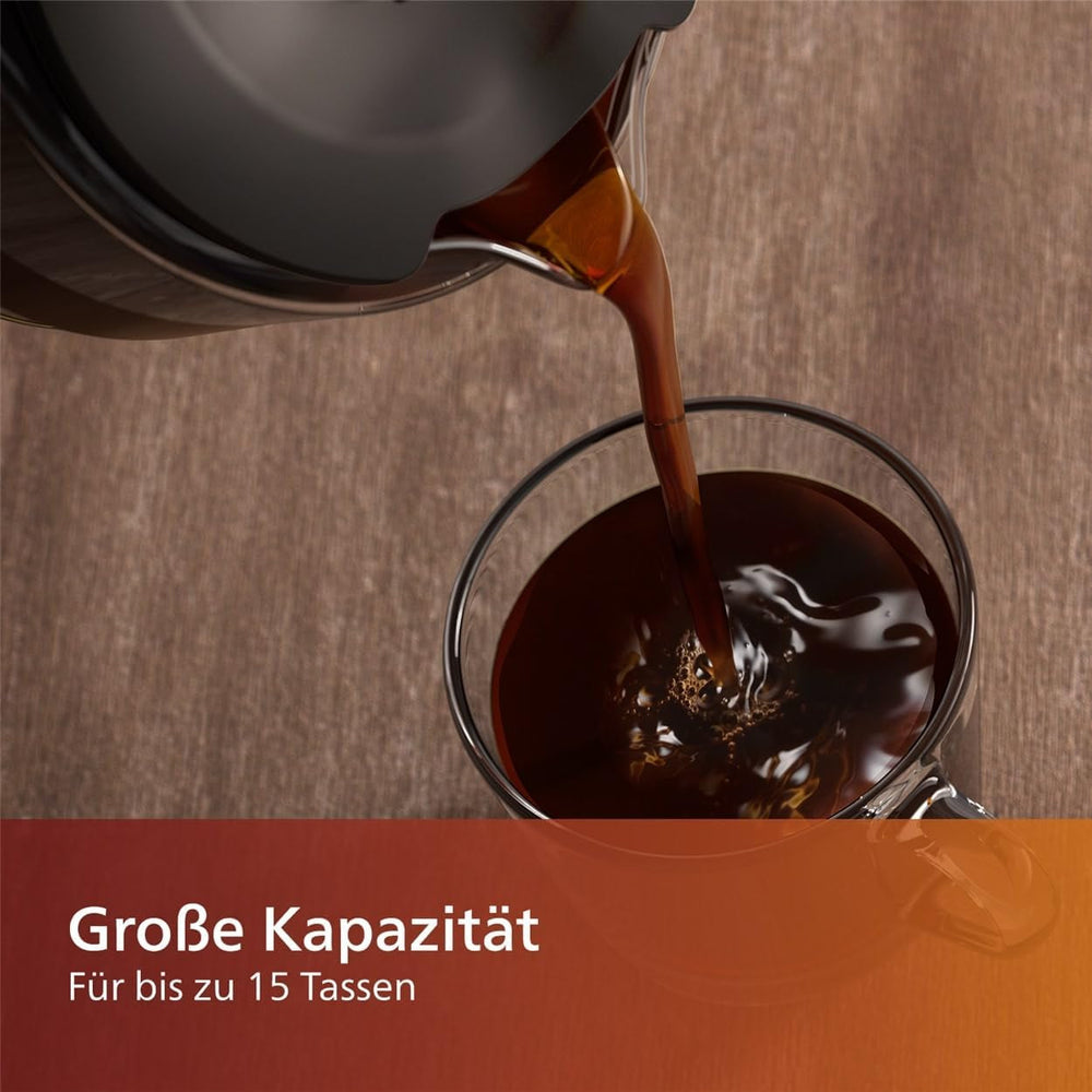 Espressor Philips cu filtru – capacitate de 1,25 litri, până la 15 cești, Boil & Brew, negru/argintiu (HD5416/60)