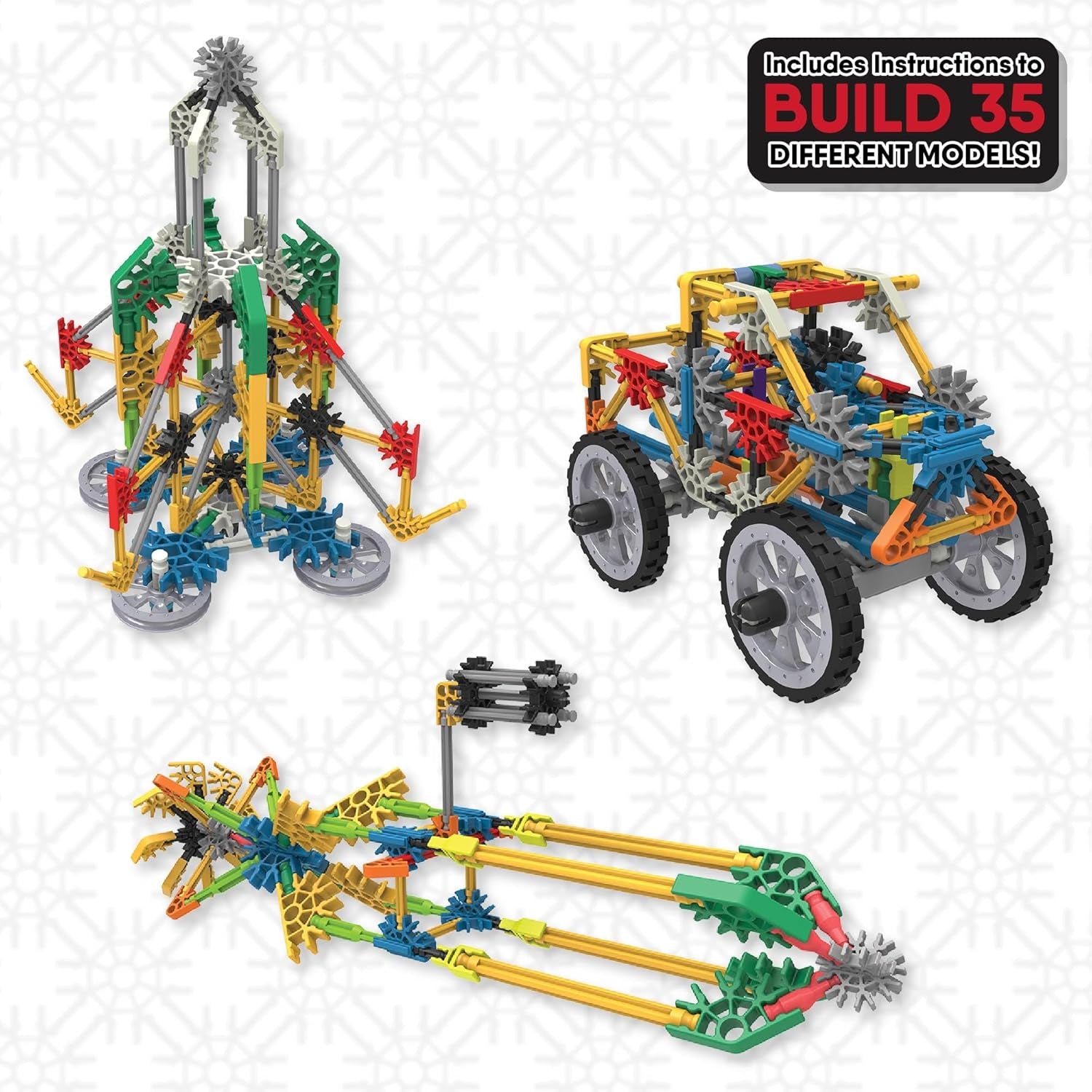 K'NEX 12418 Fantasie Ultimativer Baukasten mit 35 Modellen, Lernspielzeug für Jungen und Mädchen, 480-teiliges MINT-Lernset, Bauspielzeug für Kinder, Konstruktionsspielzeug ab 7 Jahren