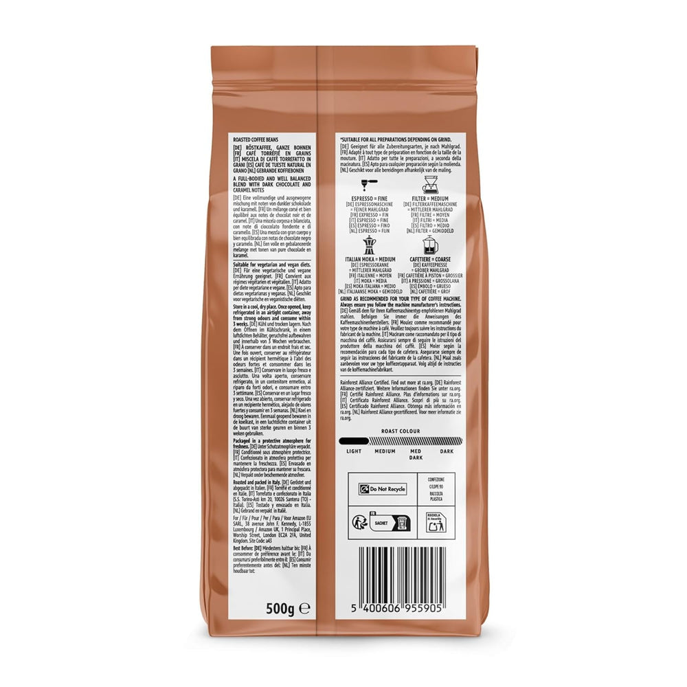 by Amazon Espresso Crema Röstkaffee Ganze Bohnen, 1kg (2 Packs of 500g), Rainforest Alliance-Zertifizierung
