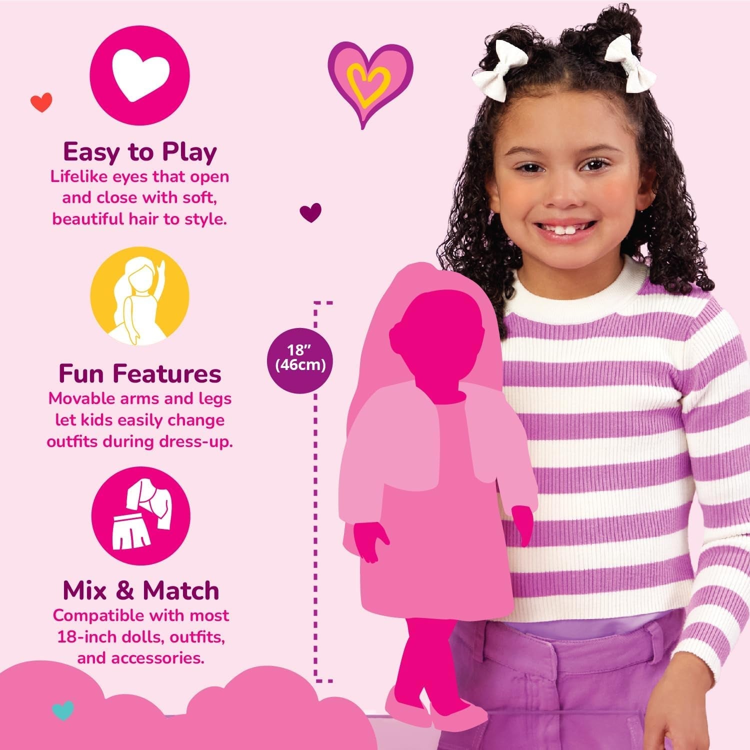Our Generation - Lalia - 46 cm-Zuckerfee Puppe - Lebensechte Blaue Augen & langes Blondes Haar - Pinkes Ballettkleid, Tiara & Zauberstab Zubehör - Spielzeug für Kinder ab 3 Jahren
