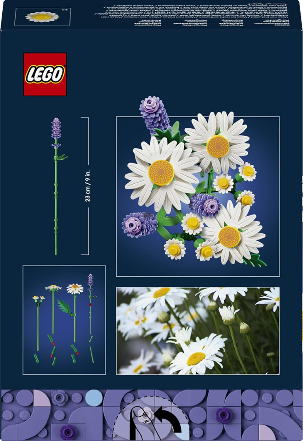 LEGO Botanicals Gänseblümchen - Strauß aus Kunstblumen mit Gänseblümchen & Lavendel - DIY Deko fürs Kinderzimmer - Geschenkidee zum Muttertag - 11508