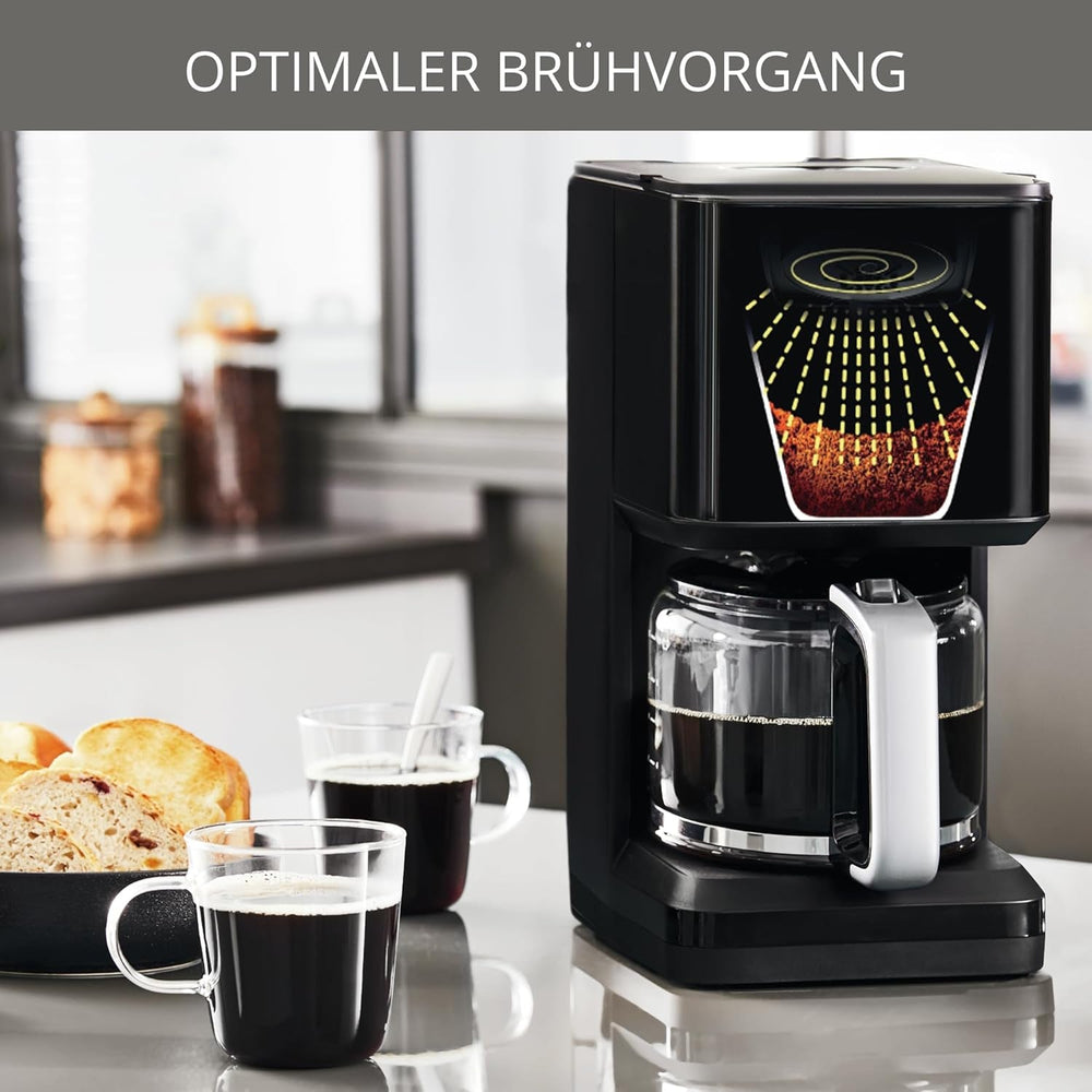 Aparat de cafea Krups Smart'n Light cu temporizator, pentru 1,25 litri de cafea filtrată, funcție de menținere la cald, oprire automată, negru, KM600810