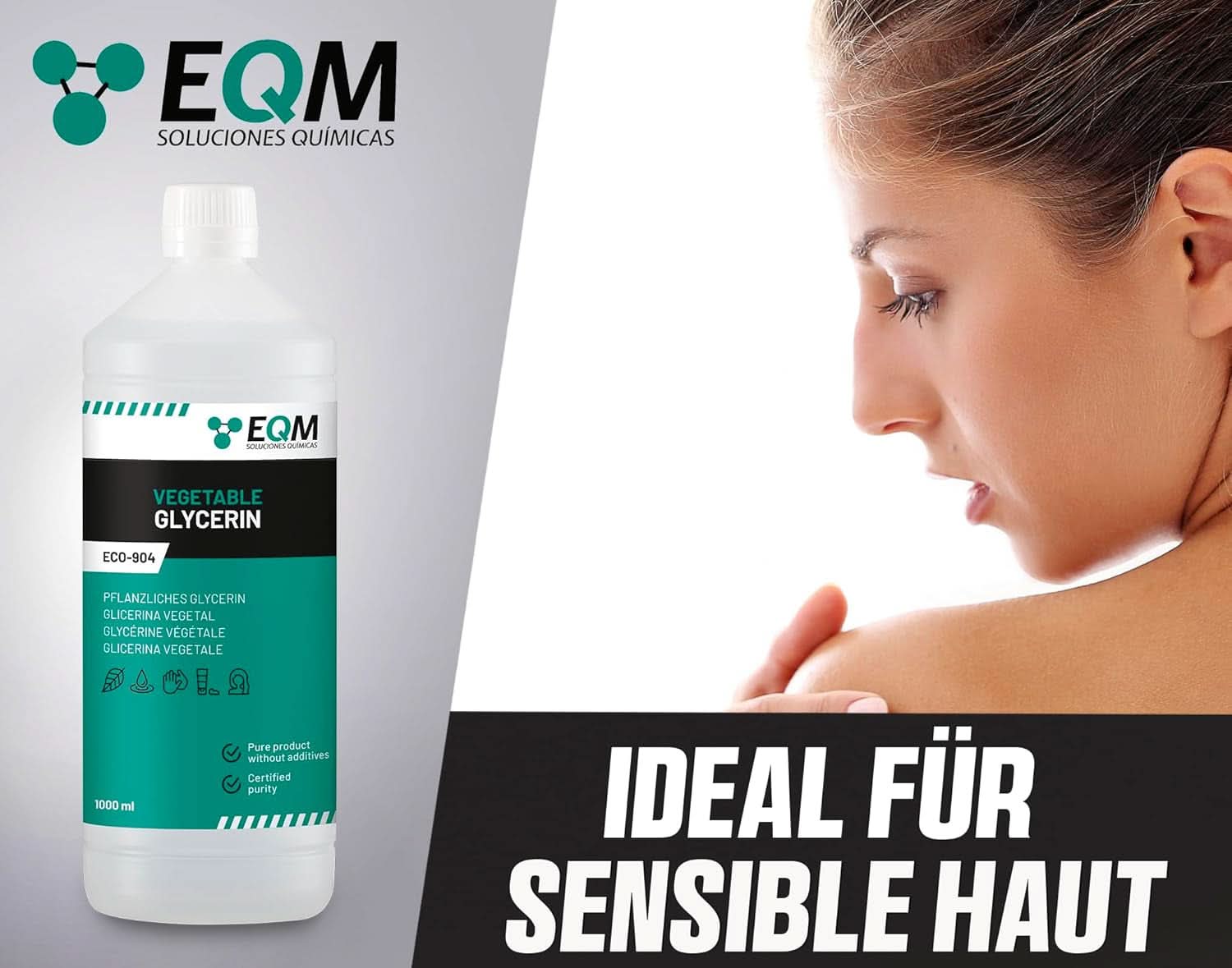 Pflanzliches Glycerin, 100 % natürlich, natürlicher Feuchtigkeitsspender für Haar und Haut, ideal für Seifen, Shampoos, Cremes, 1 Liter Dusche und Bad Naty Shop
