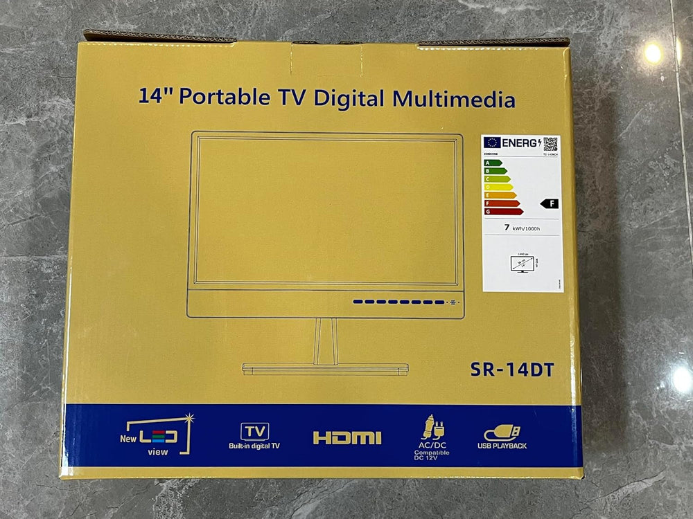 Televizor de 14 inci, ecrane TV mici 1080p, tuner digital integrat T2, intrare HDMI/USB, cablu auto de alimentare CA/CC-12V