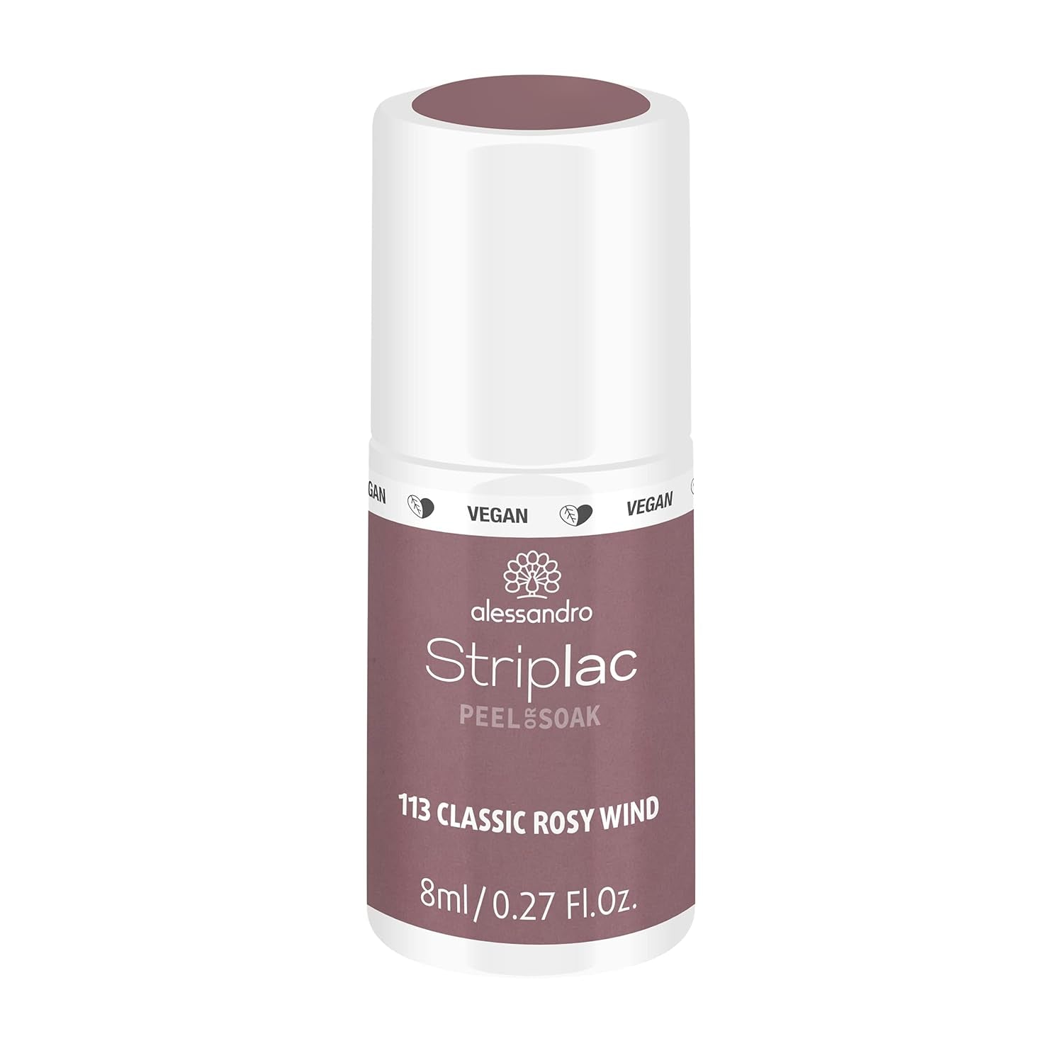 Oja UV alessandro Striplac Classic Rosy Wind – Delicată și de lungă durată – Îndepărtare ușoară datorită tehnologiei de îndepărtare peel-off – Vegană și cruelty-free – 8 ml