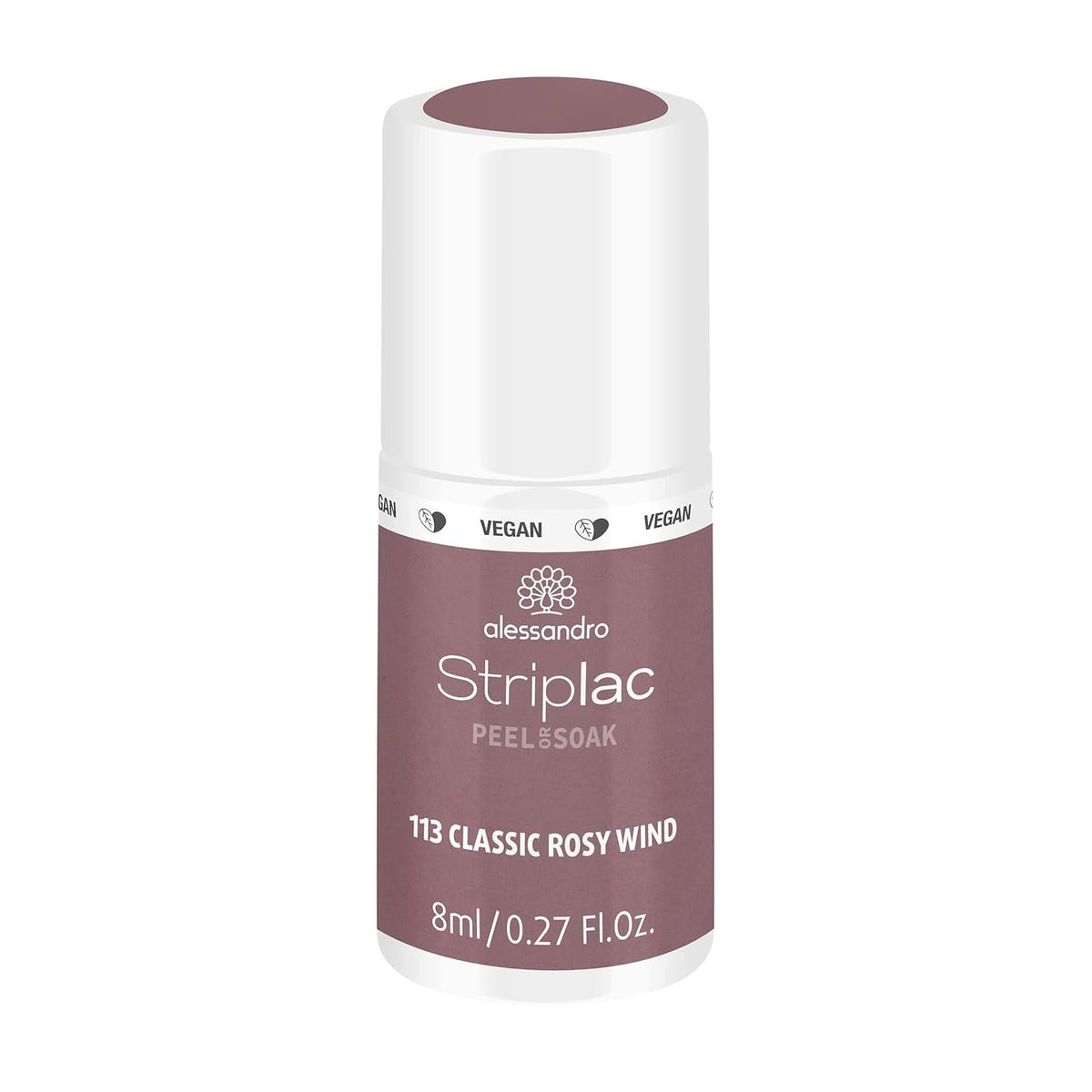 Oja UV alessandro Striplac Classic Rosy Wind – Delicată și de lungă durată – Îndepărtare ușoară datorită tehnologiei de îndepărtare peel-off – Vegană și cruelty-free – 8 ml