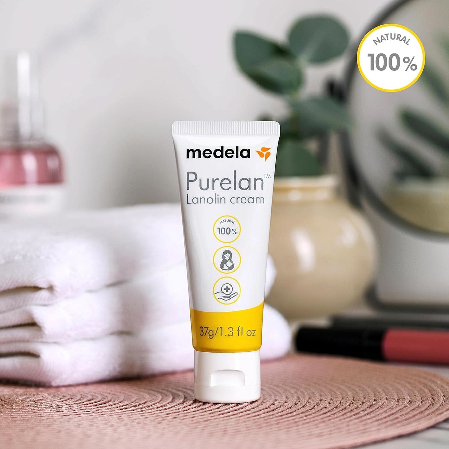 Medela Purelan 37G Lanolin Brustwarzencreme – Creme gegen wunde Brustwarzen und trockene Haut, 100 % natürlich, hypoallergen. Zubehör Essen und Stillen Bebe Naty Shop