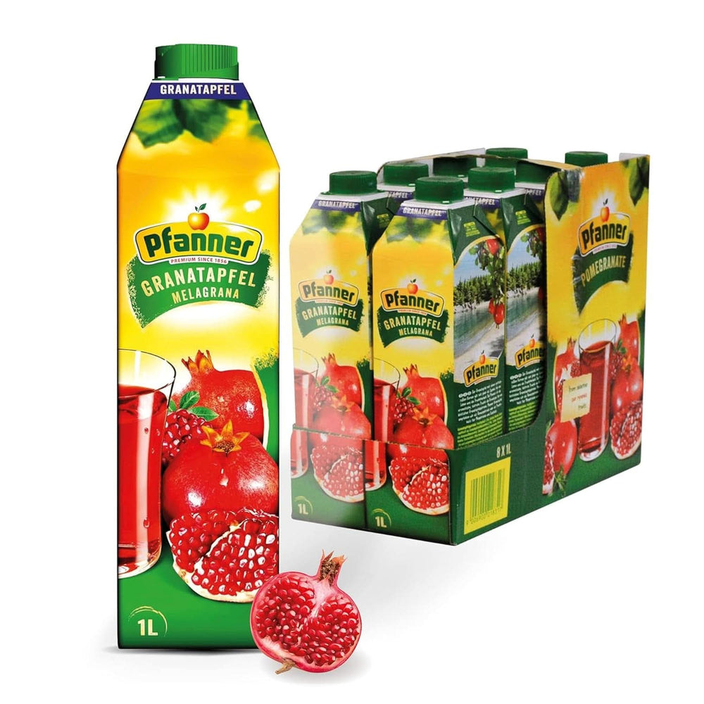 Pfanner Erdbeer-Fruchtnektar (8 x 1 Liter) – 30 % Fruchtanteil – Erdbeergetränk Naty Shop Granatapfel