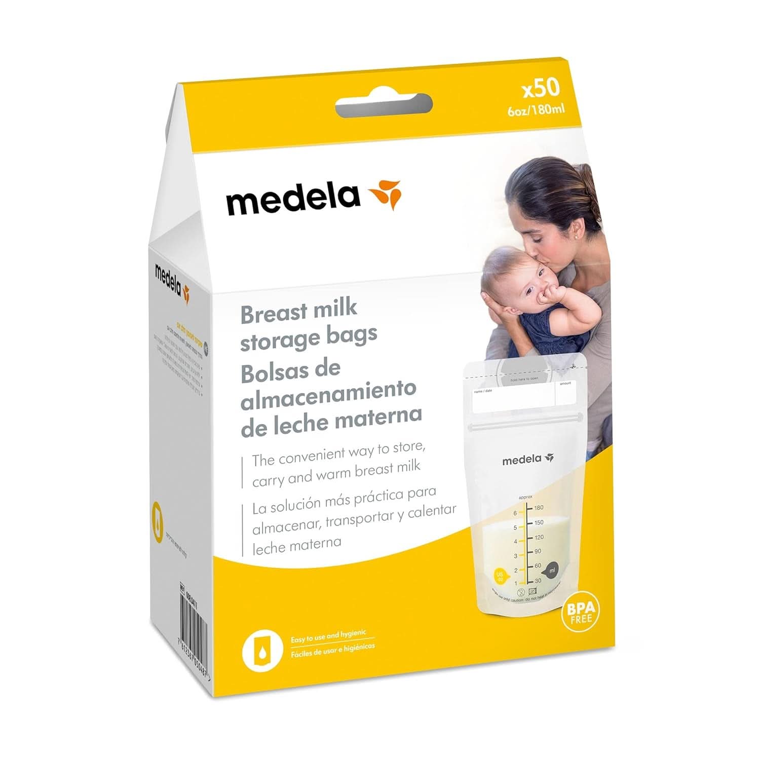 Saci de depozitare a laptelui matern Medela 25 buc, aprox. 200 ml, albe (versiunea în spaniolă) Accesorii Hrana si Alaptare Bebe Naty Shop