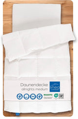 Allnights Comforter Medium Comforter 135 x 200 100 % neue Federn und Daunen allergikerfreundlich waschbar bis 60 °C hergestellt in Deutschland weiß Naty Shop Bettdecken und Steppdecken 135 x 200 cm mittlere Wärmeklasse