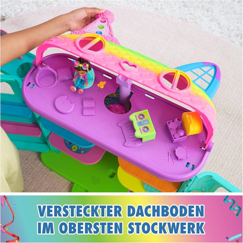 Casa de păpuși Gabby™S, set de 15 piese pentru casa de păpuși Purrfect Party cu aspect curcubeu, de peste 60 cm, cu figura Gabby, mobilier și efecte sonore, de la 3 ani Casute de papusi Naty Shop