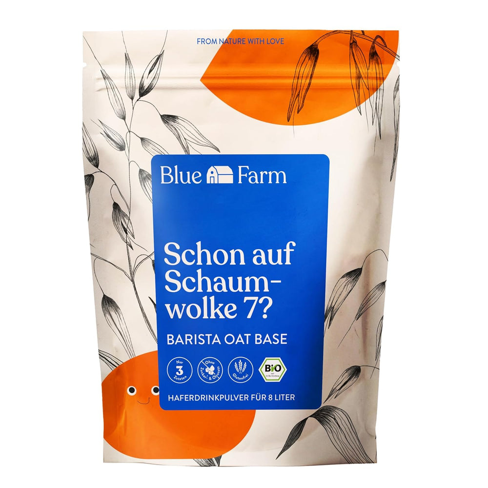 Blue Farm Barista Oat Base für bis zu zu 8L zum selbermischen – Bio Haferdrink Barista Edition – Milchalternative ohne Zusatzstoffe und Zuckerzusatz – Vegan und Glutenfrei – 90% weniger Verpackungsmüll