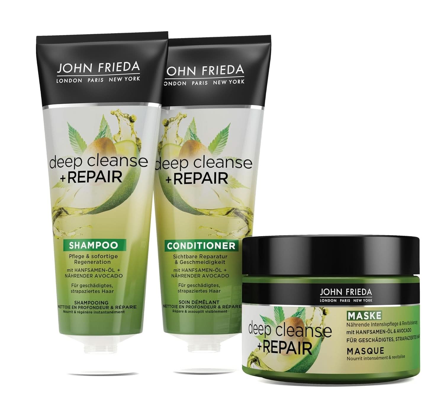 John Frieda, Reparaturshampoo für geschädigtes Haar Detox+Repair, 250 ml Dusche und Bad Naty Shop