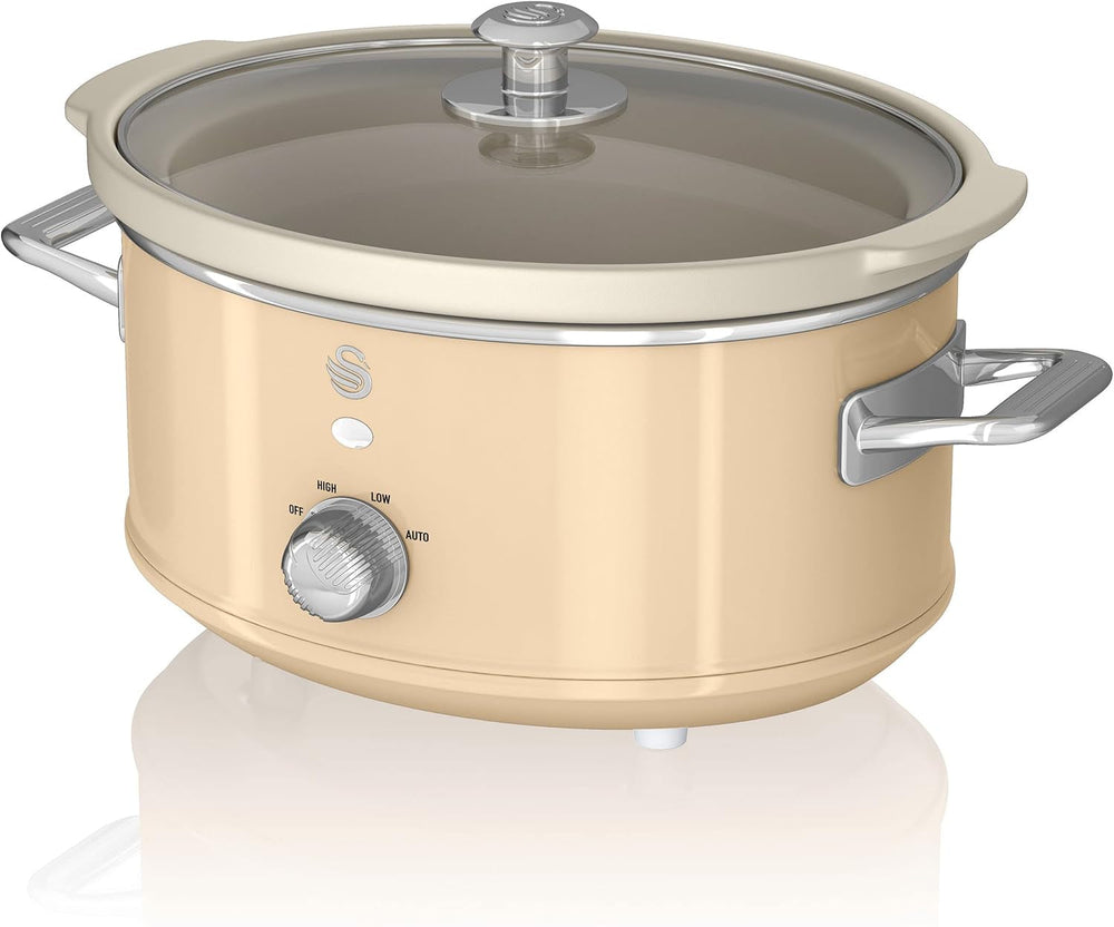 Swan Retro SF17021GRNEW Slow Cooker 3,5 Liter, 200 W Slow Cooker Naty Shop Crème