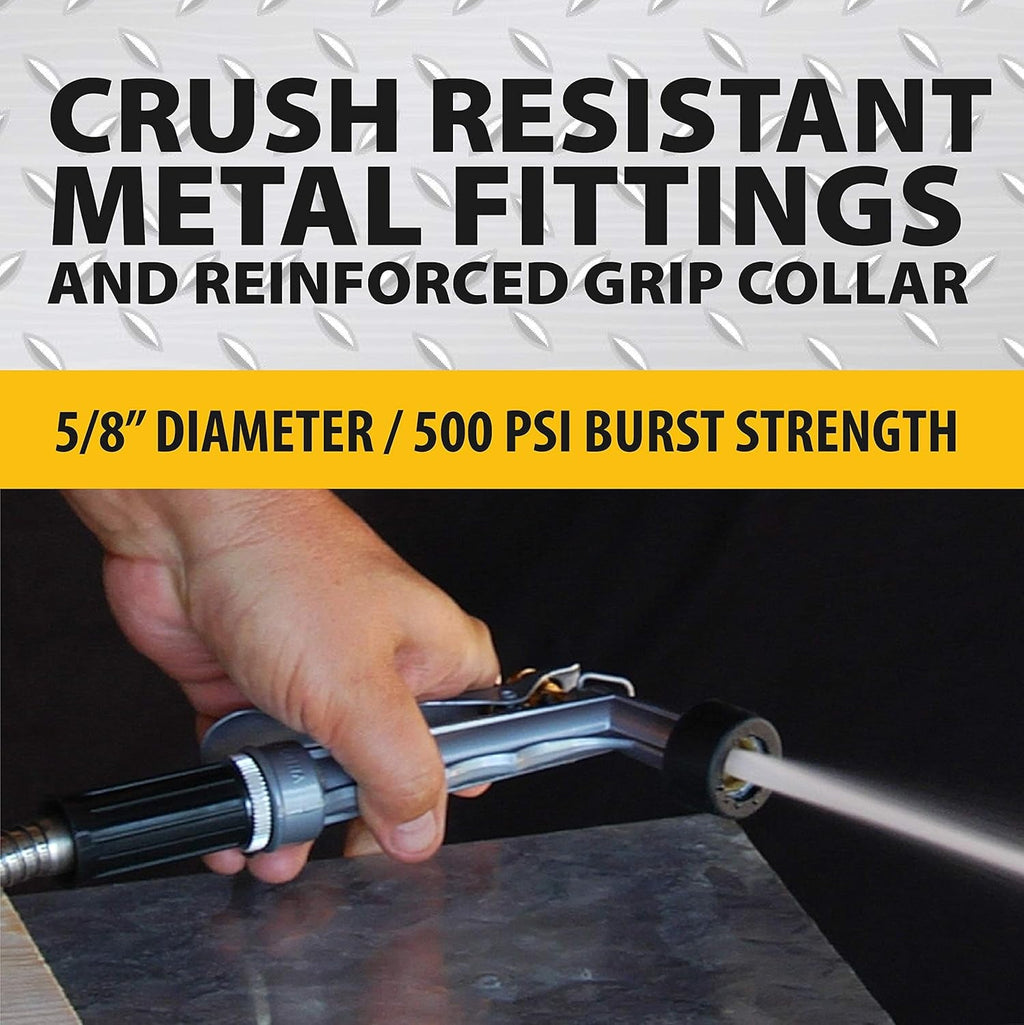 Furtun de grădină de 30 m, furtun de apă metalic din oțel inoxidabil 304, 30 m, furtun flexibil, anti-îndoire, ultra-ușor și durabil, rezistent la rupere, ușor de înfășurat, 500 PSI