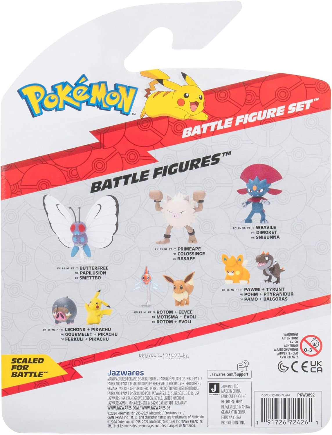 Pokémon PKW3892 – Kampffiguren-Set – Raupy, Wuffels, Elektek, offizielles Figurenset Actionfiguren Naty Shop