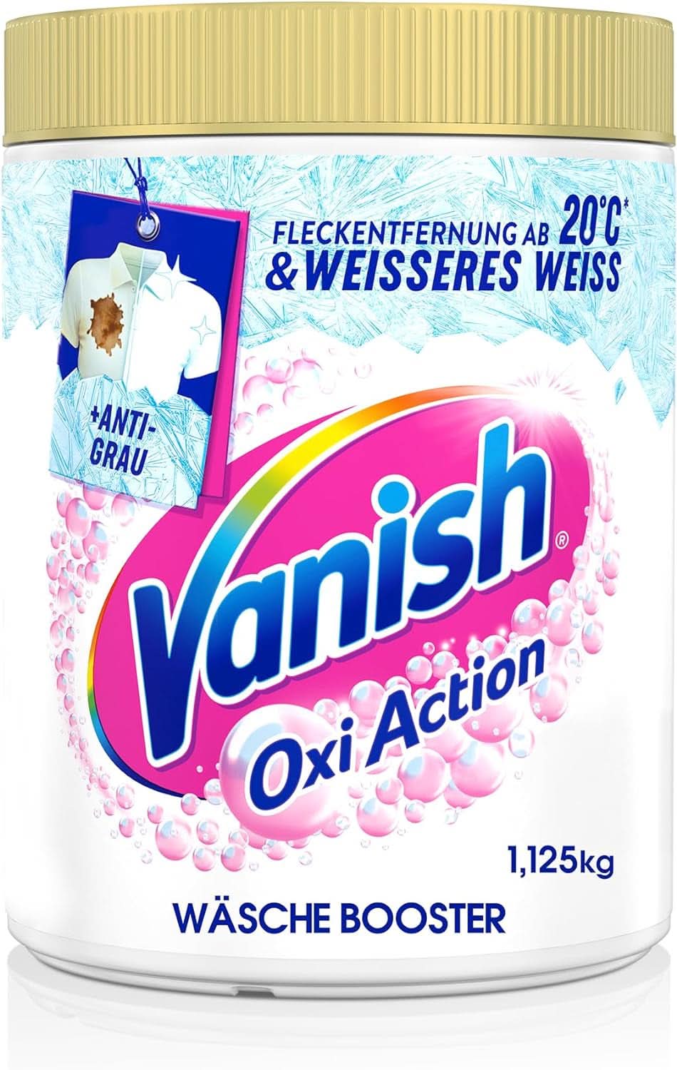 Vanish Oxi Action Powerwhite Powder - 1 X 1,125 Kg - pudră de îndepărtare a petelor și de îmbunătățire a rufelor fără clor - pentru rufe albe Detergenti Rufe Naty Shop