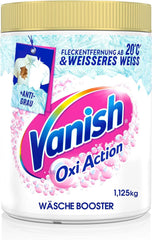 Vanish Oxi Action Powerwhite Pulver – 1 x 1,125 kg – Fleckenentferner und Wäscheverbesserungspulver ohne Chlor – für weiße Wäsche. Waschmittel Naty Shop