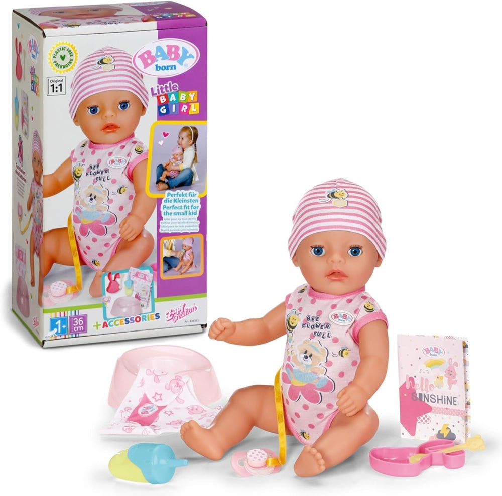 BABY Born Lena (kleines Mädchen), 36 cm, 7-Funktionen-Puppe für 1-jährige Babys, funktioniert ohne Batterie, 36 cm große Puppe, Naty Shop-Puppen, Standardtitel