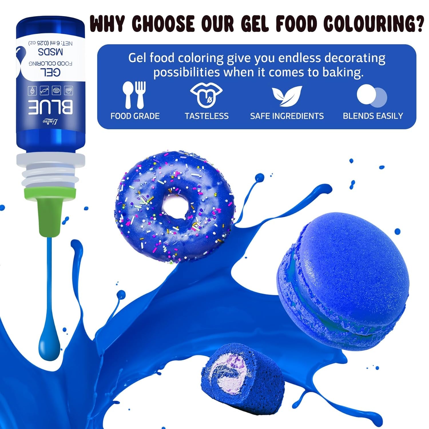 Colorant alimentar în gel - 100 ml, coloranți alimentari în gel pentru prăjituri, copt, fursecuri, macaroane - Colorant alimentar concentrat fără zahăr pentru decorarea torturilor, băuturi, ouă de Paște, slime DIY (alb)