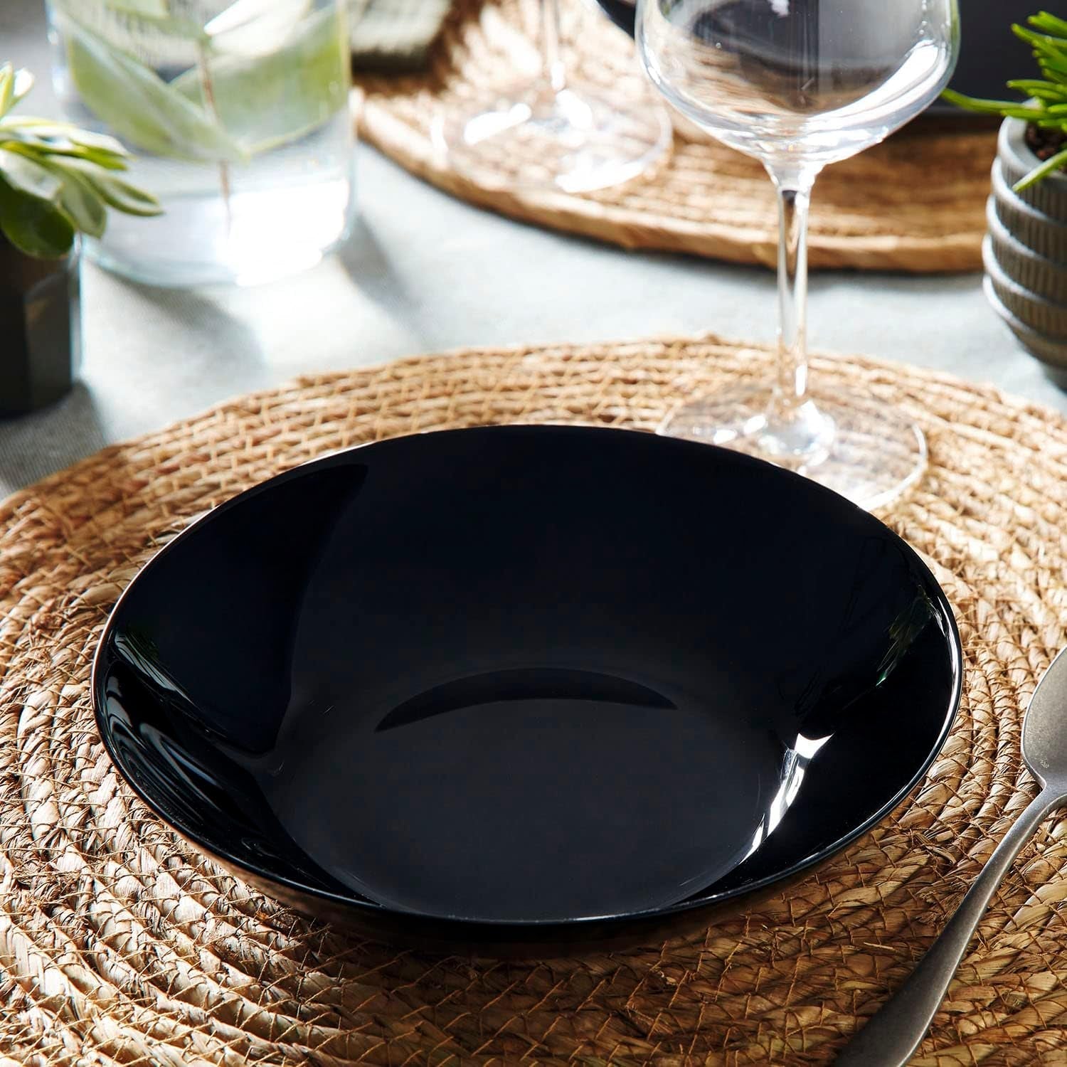 Set de veselă Arcopal Zelie din sticlă neagră, 12 piese, 4 locuri, negru