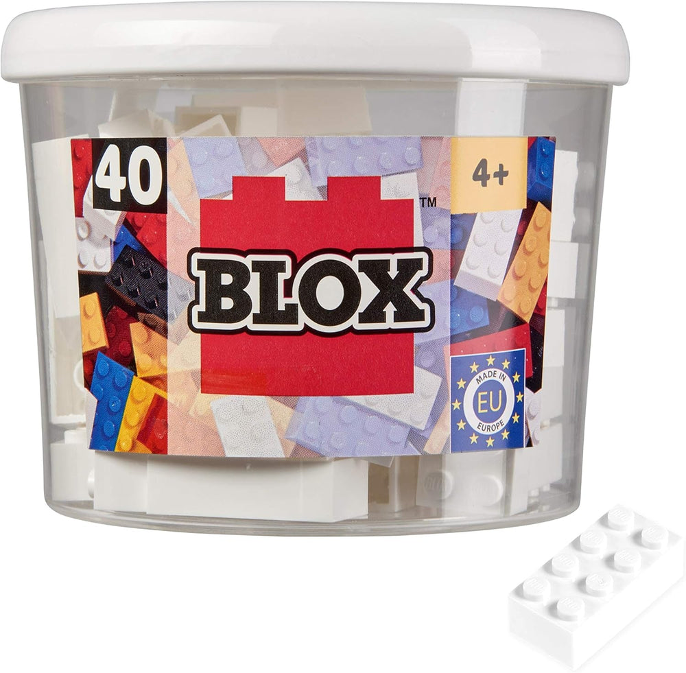 Simba 104118875 - Blox, 40 rote Klemmbausteine für Kinder ab 3 Jahren, 8er Steine, inklusive Dose, hohe Qualität, vollkompatibel mit vielen Anderen Herstellern