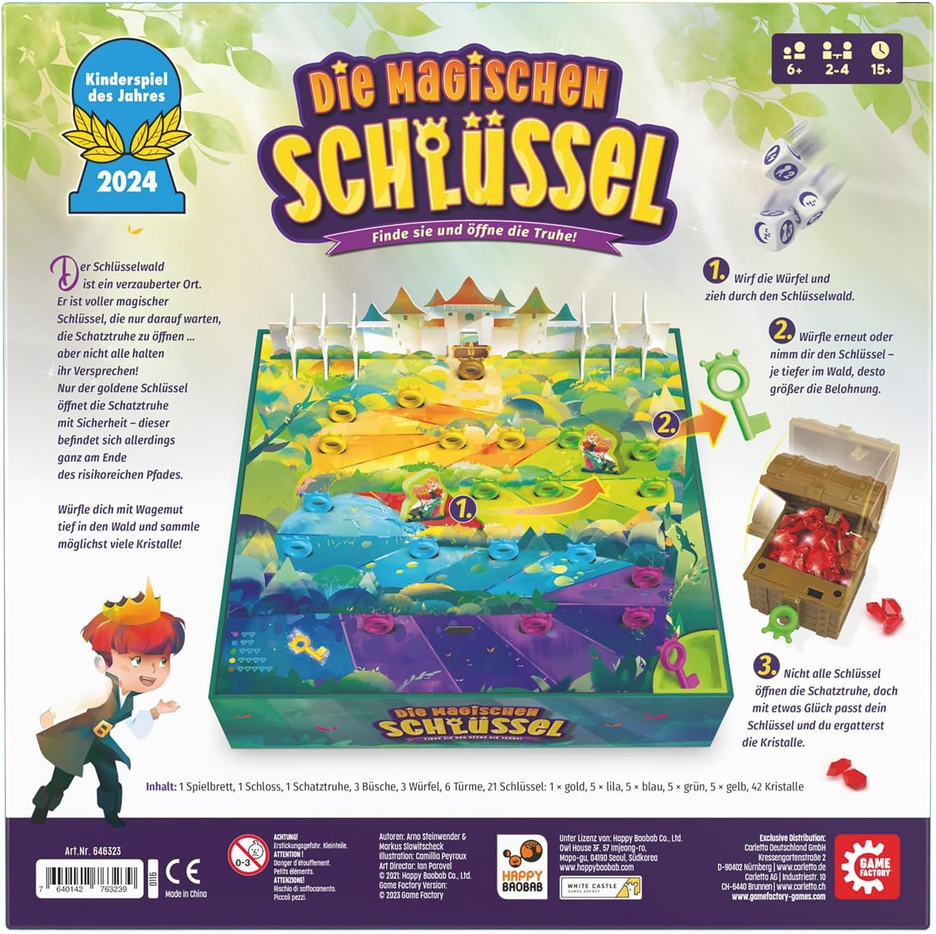 Game Factory 646323 Magic Keys, entzückendes Würfelspiel für Kinder ab 6 Jahren, Familienspiel für 2–4 Spieler, Spiel des Jahres 2024 für Kinder