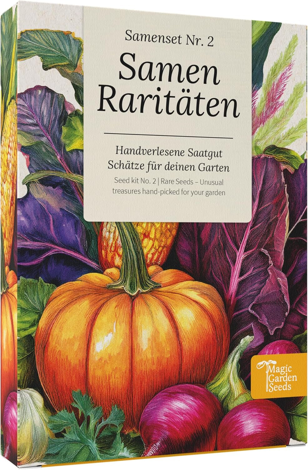 Semințe Magic Garden - Set de semințe rare - 9 soiuri neobișnuite de legume, ierburi și flori - culese manual, colorate și neobișnuite - cadou original pentru iubitorii de grădinărit