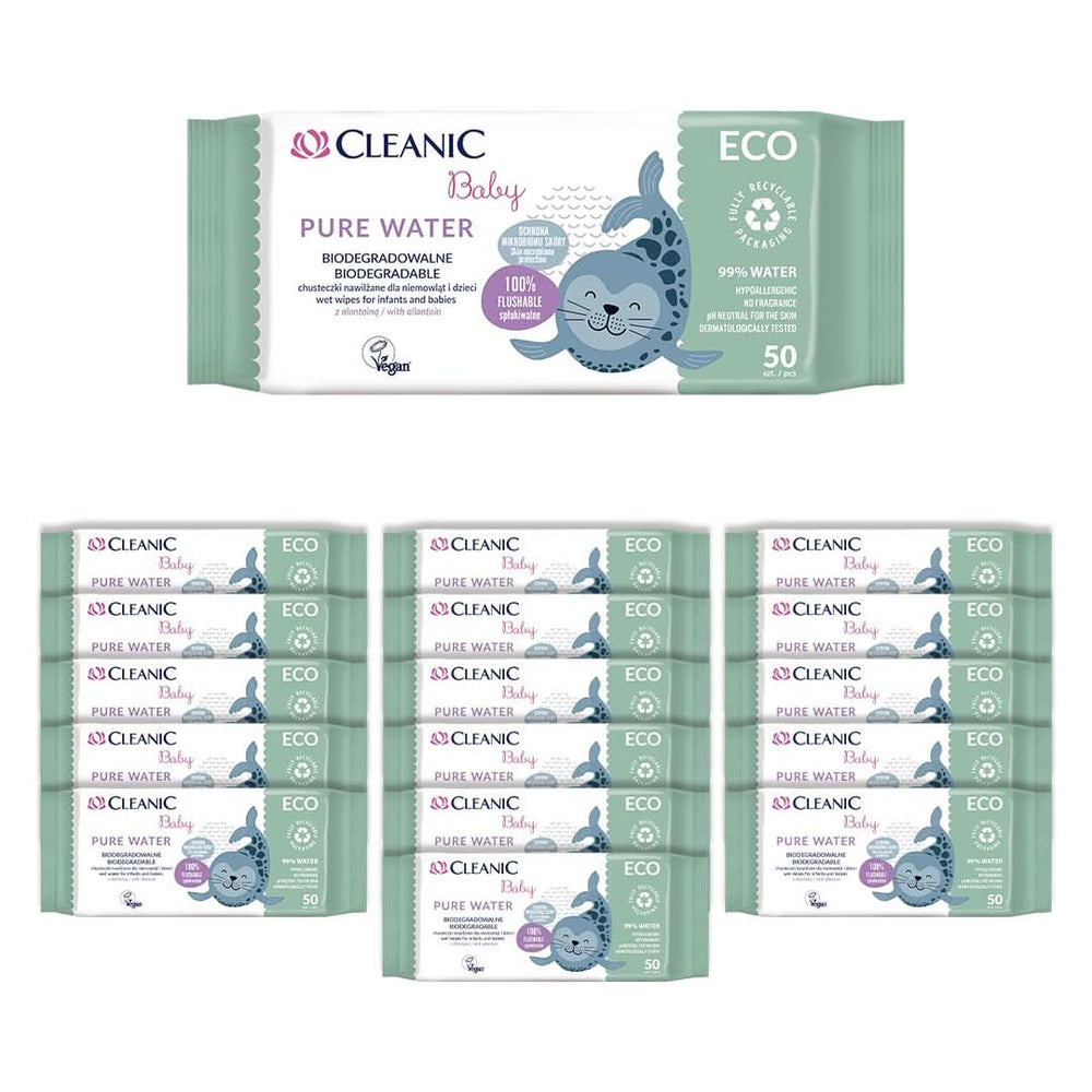 Baby Eco Feuchttücher mit reinem Wasser für Kinder und Kleinkinder – 99 % Ige-Zusammensetzung auf Wasserbasis – Allantoin – parfümfrei – waschbar – für empfindliche Haut Baby-Feuchttücher Naty Shop 16 x 50 Tücher