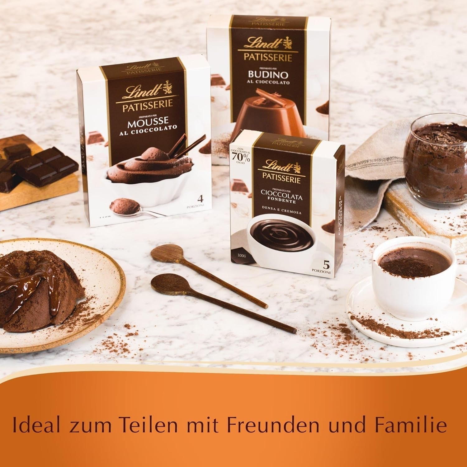 Lindt Schokolade - PATISSERIE Mousse Au Chocolat | 6 x 110 G | Backmischung für 4 Portionen fluffige Mousse Al Cioccolato aus Finester Schokolade | Patisserie | Backmix | Schokoladengeschenk-Mix zum Backen und Kochen Naty Shop