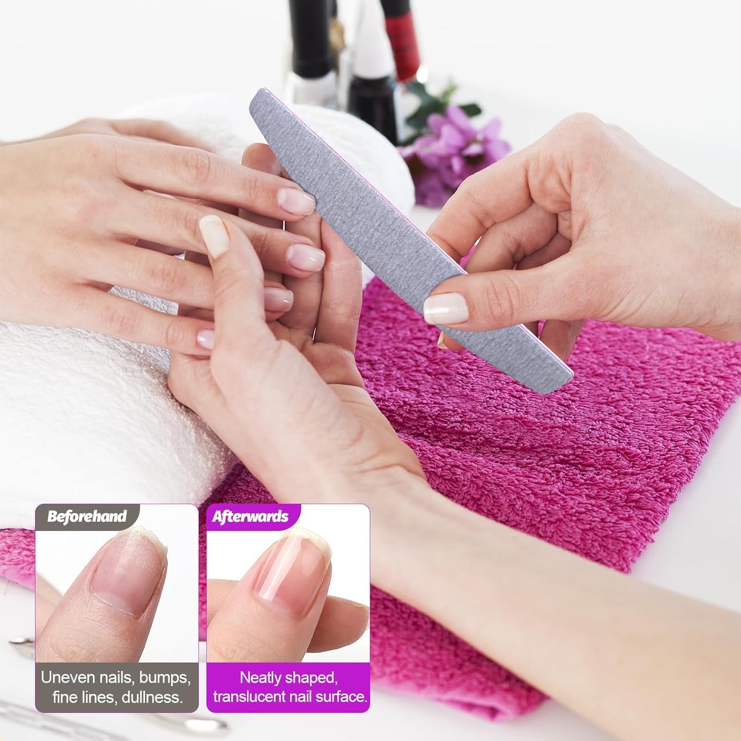 50 Stück Nagelfeile 100/180, Halbmond Nagelfeilen Für Gelnägel, Doppelseitige Nagelfeilen Set, Nail File, Grit Einweg Nail Feilen Für Nagelstudios DIY Nail Art Zuhause, Weiß