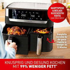 Tefal Dual Easy Fry Heißluftfritteuse mit zwei Kammern, 5,2/3,1 Liter Fassungsvermögen, zwei unabhängigen Schubladen, 7 Programmen Haushaltsgeräte Naty Shop