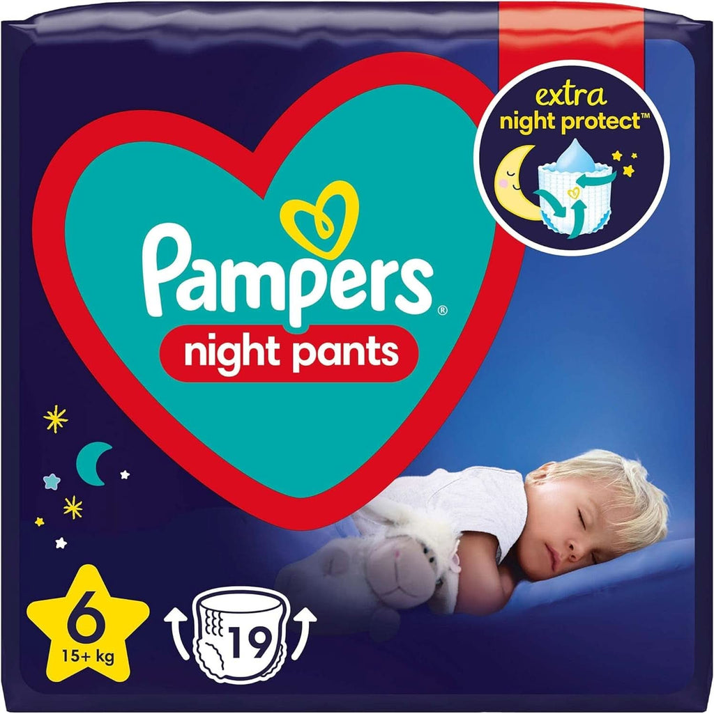 Pampers Night Pants mărimea 6 (15+ kg), 19 scutece, scutecele de noapte oferă protecție toată noaptea Mama si Copilul Naty Shop