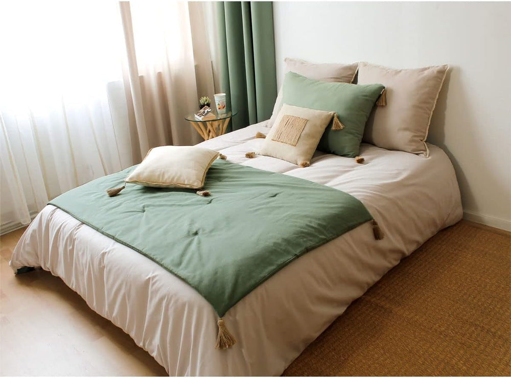 Enjoy Home – Terrakotta-Decke mit 4 Jutequasten – 90 x 190 cm – 100 % Baumwolle – Öko-Tex – Panama-Kollektion Bettdecken und Steppdecken Naty Shop