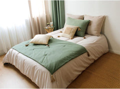 Enjoy Home – Terrakotta-Decke mit 4 Jutequasten – 90 x 190 cm – 100 % Baumwolle – Öko-Tex – Panama-Kollektion Bettdecken und Steppdecken Naty Shop