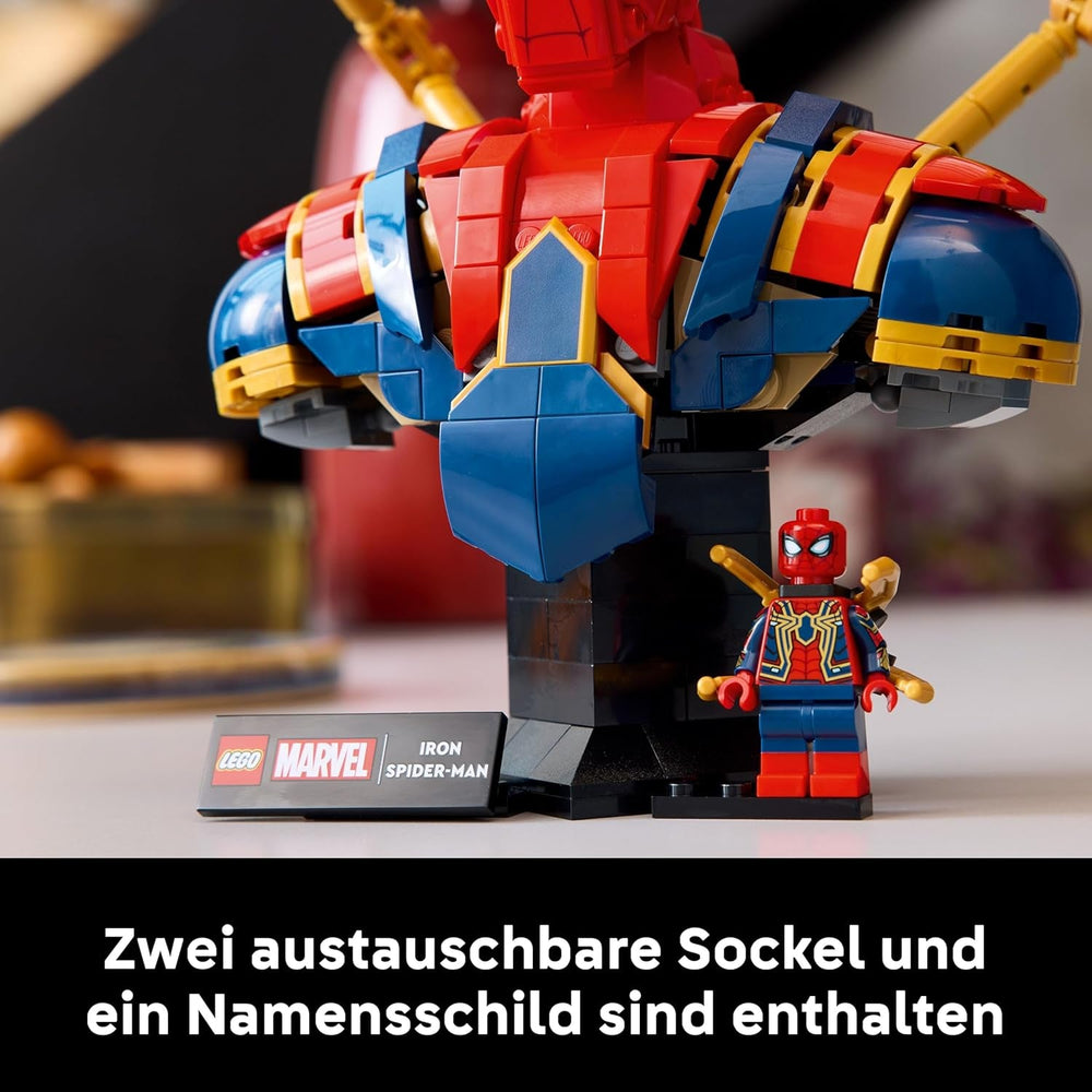 LEGO | Marvel Iron Spider-Man Büste - Modellbau für Erwachsene - inkl. 2 beweglichen Armen, drehbarem Kopf & Superhelden Minifigur - Sammlerstück & Avengers Geschenk für Fans - 76326