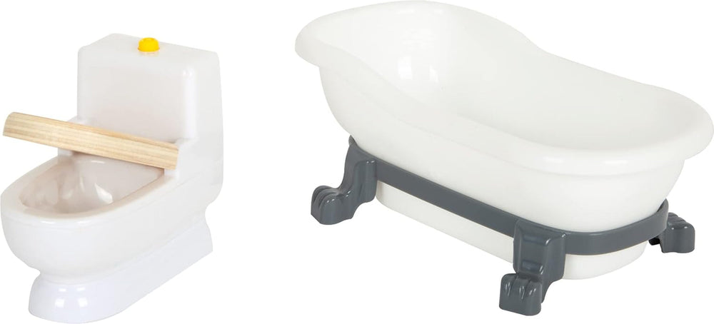 Small Foot Puppenhaus 3-stöckiges Stadthaus aus Holz mit offener Vorderseite und 12 Möbeln für Kinder ab 3 Jahren 11802 Weiß Grau Puppenhäuser Naty Shop