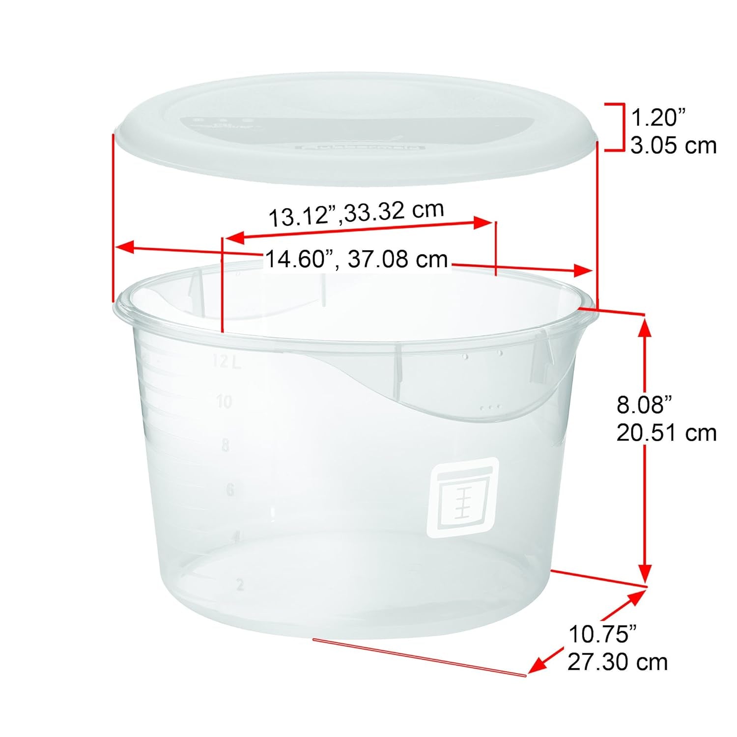 Capac pentru recipiente de depozitare a alimentelor, rotund, roșu, 11,4 L Cutii depozitare alimente Naty Shop