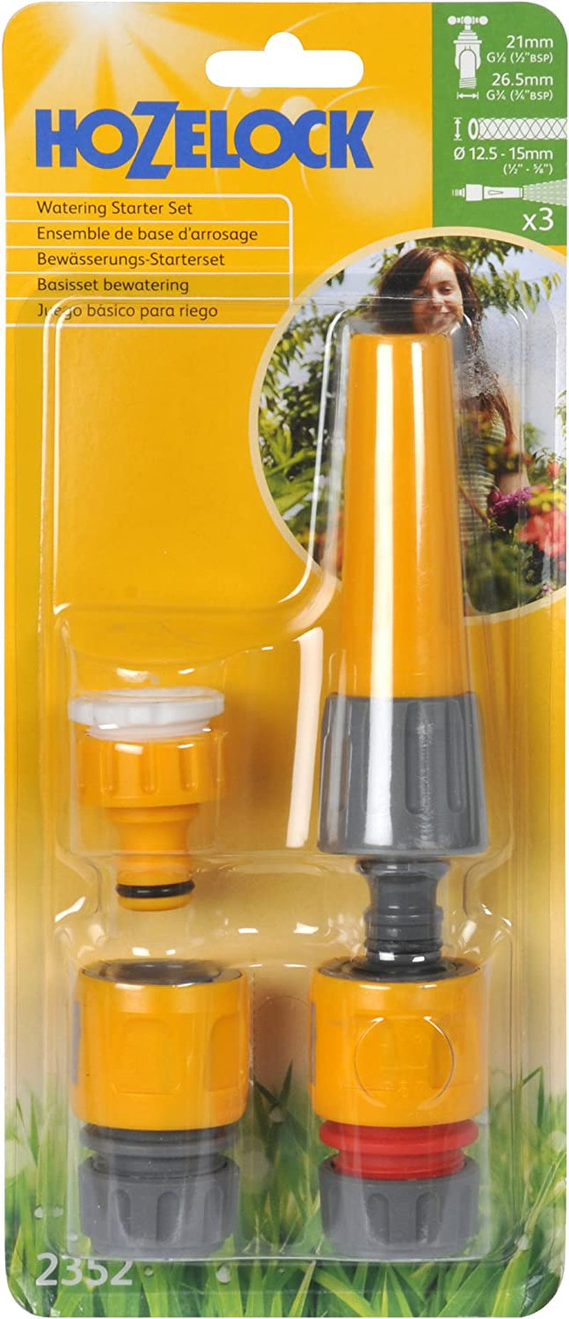 HOZELOCK - Set duze de pulverizare clasice Ø 12,5 - 15 mm (1/2"- 5/8"): Set de început cu toate conexiunile necesare, 1 duză de pulverizare, ideală pentru toate sarcinile de irigare, 1 conexiune Aquastop [2352P0000]